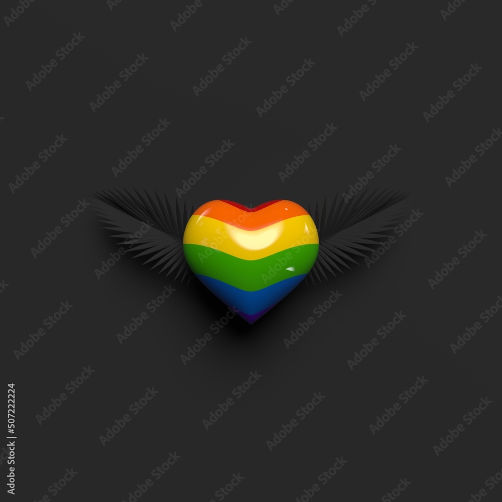 Pride Lgbt D Glossy Heart With Wings Lesbian Gay Bisexual Transgender