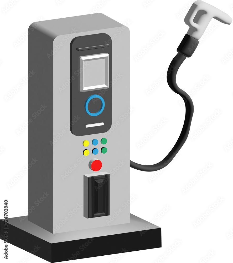 Ilustracja Stock 3D Realistic Electric Vehicle Charging Station For