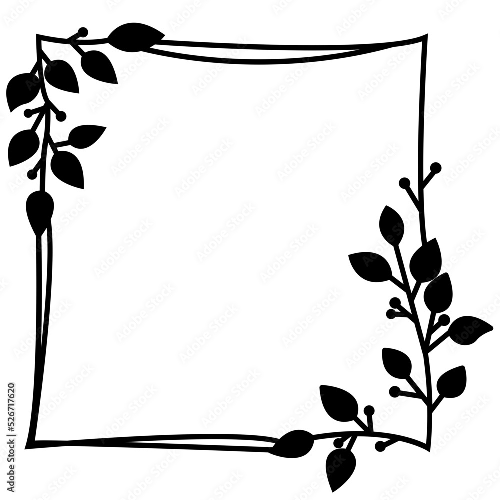 Square Leaf Monogram Frame Svg Leaves Border Svg Stock Vector Adobe Stock