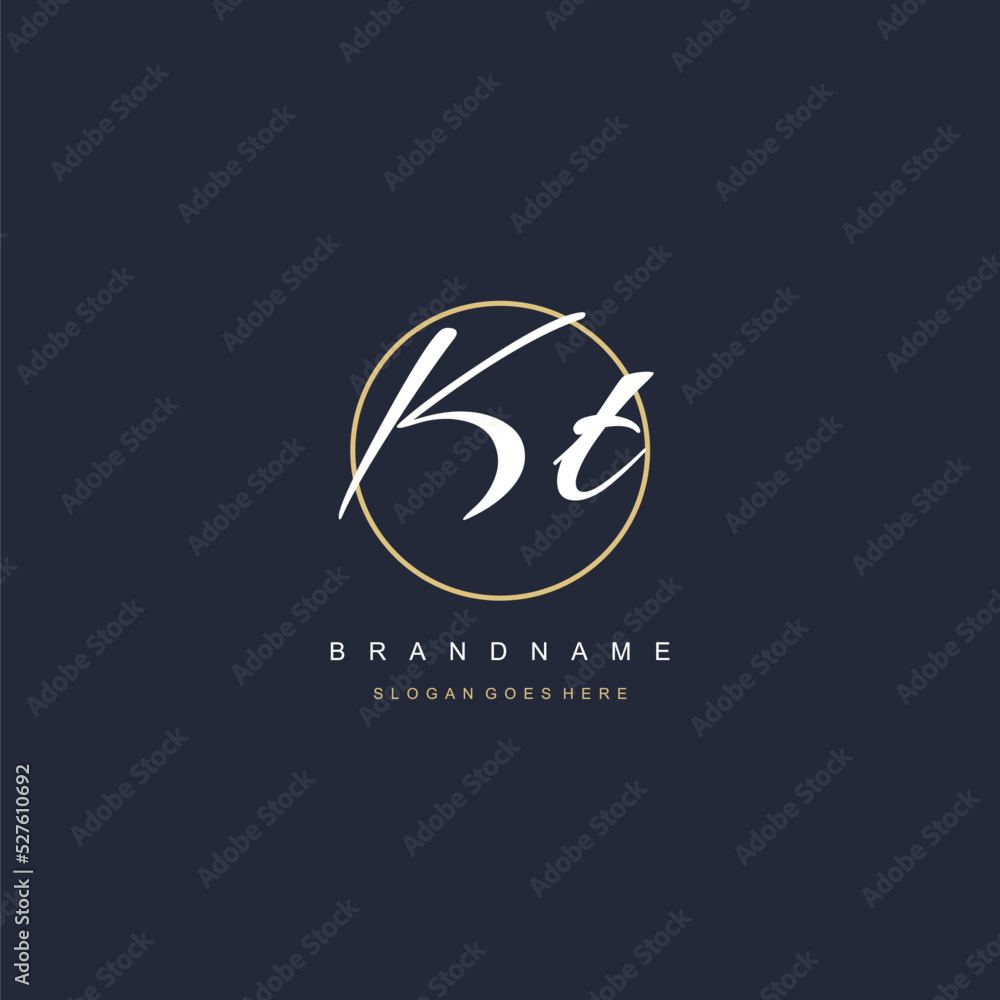 Initial Letter KT Logo Monogram Feminine Style With Circle Line Design