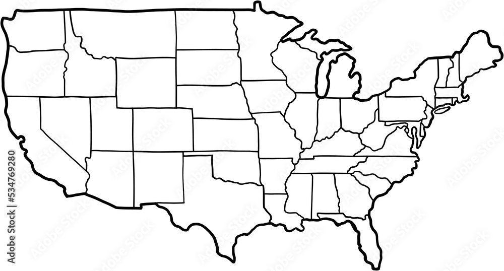 Doodle Freehand Drawing Of United State Of America Map Stock