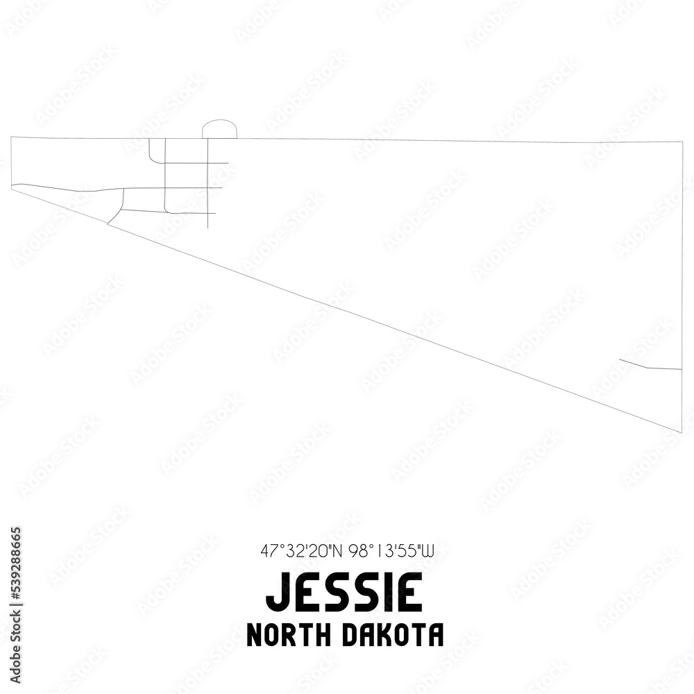 Jessie North Dakota US Street Map With Black And White Lines Stock