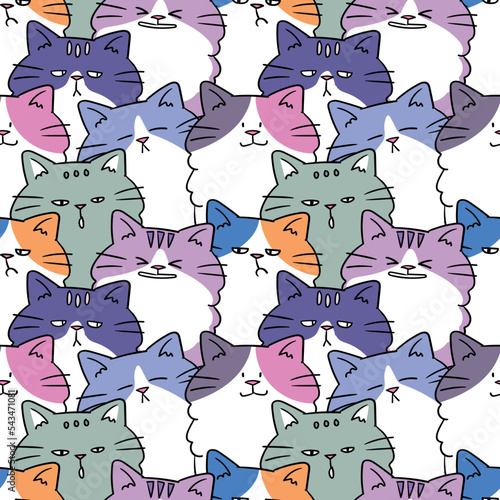 Seamless Pattern of Cute Cartoon Cat Illustration Design