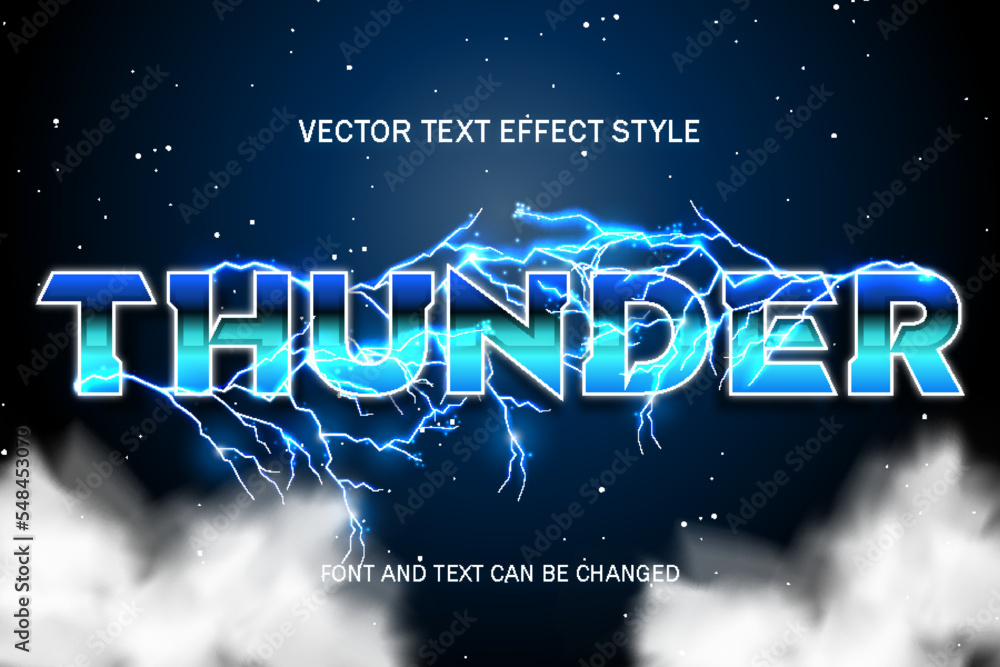 Lightning Thunder Bold Font Typography Lettering D Editable Text