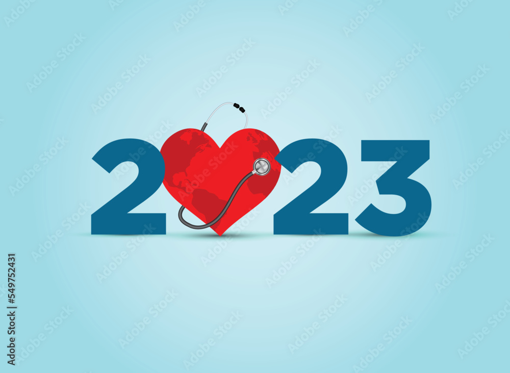 2023 New Year Healthcare Concept Healthy New Year Creative Vector