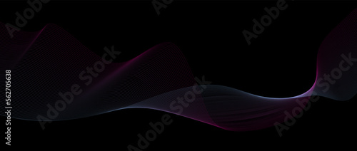 Abstract black background with parallel gradient lines. Technological modern background. Wave effect, sound vibration