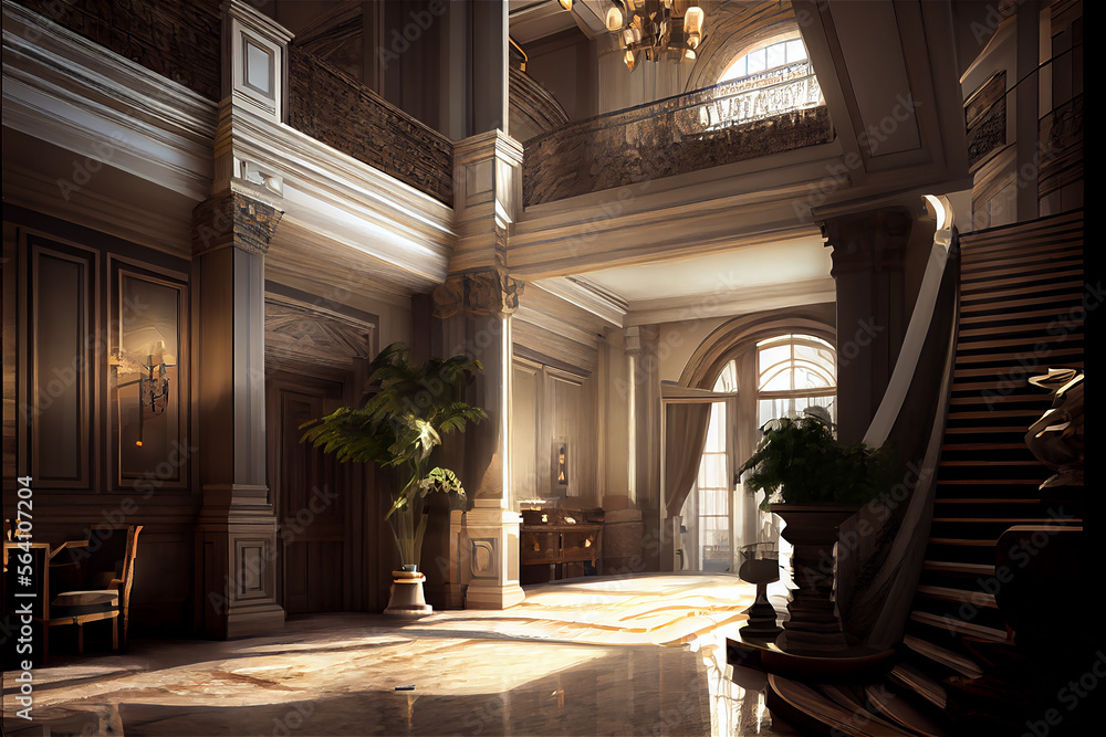 Vintage Style Grand Mansion Interior In A Palatial Style Generative