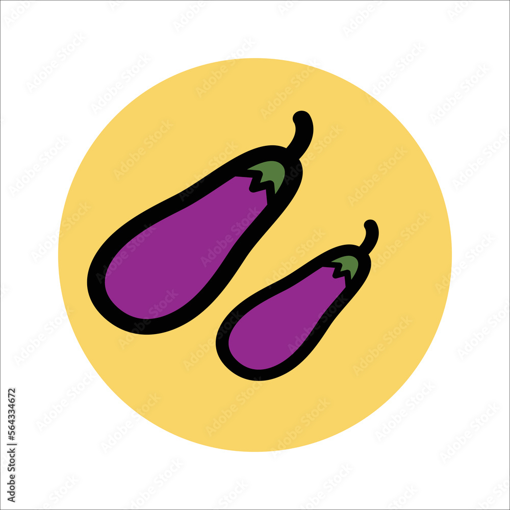 Cartoon Eggplant Emoji Icon Aubergine Symbol Isolated Vector