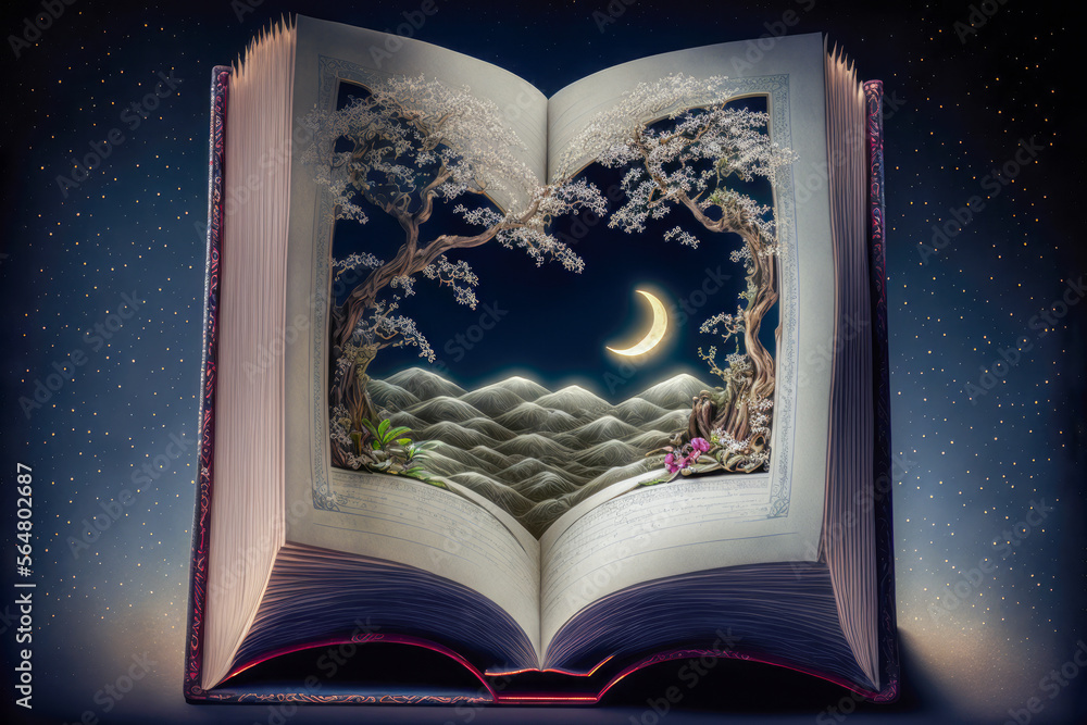 Livre Ouvert Sur Des Mondes Fantastiques Nuits R Ves Et Ciel