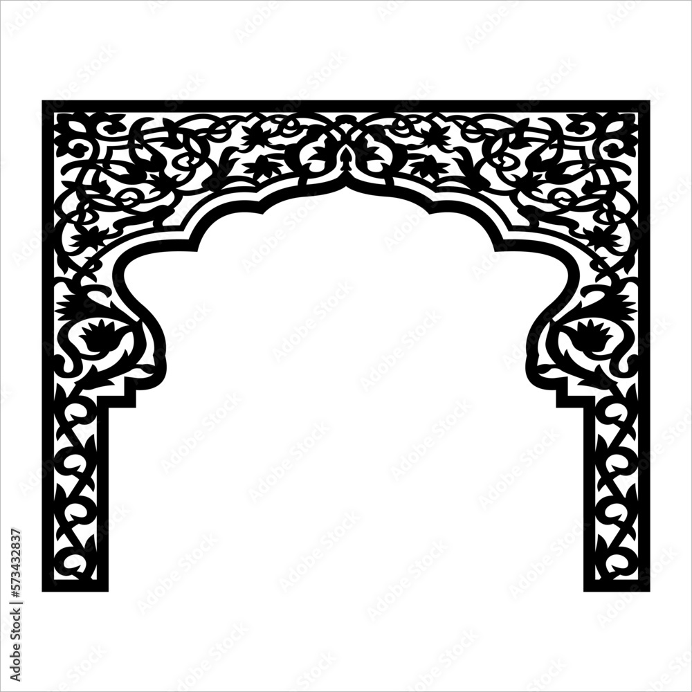 Laser Cutting Design For Temple Mandir Jali Partition Arch For Temple Decoration Vector Stock