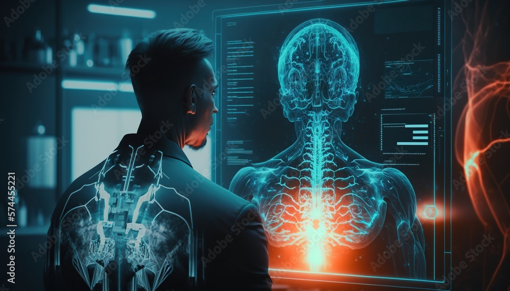 Futuristic Biomedical Concept Of A Doctor Using Advance Holographic