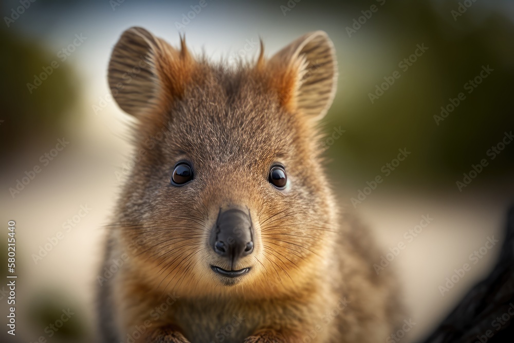 Portrait Of A Cute Quokka A Small Kangaroo Taken Up Close At Rottnest