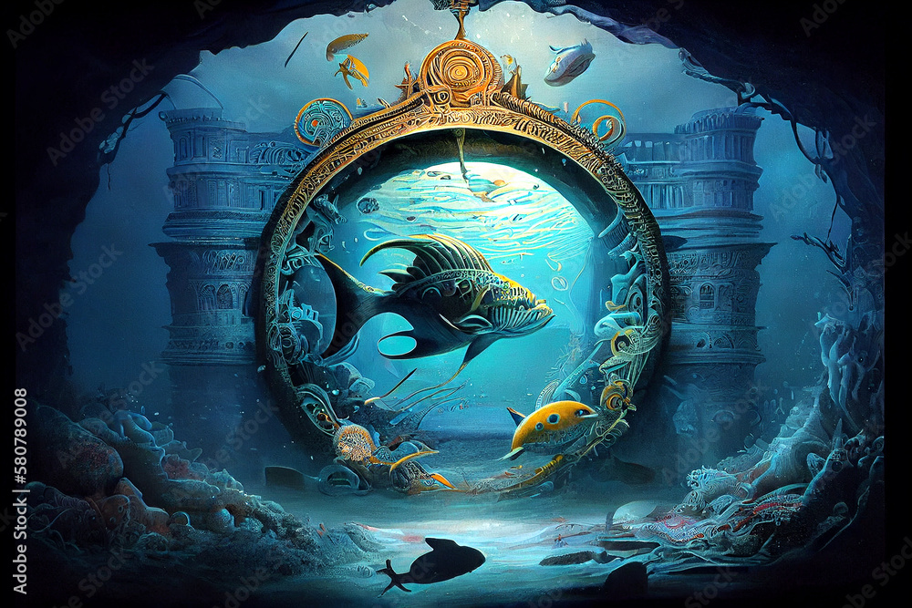 Ilustrace Mythical Underwater City Atlantis Generative Ai