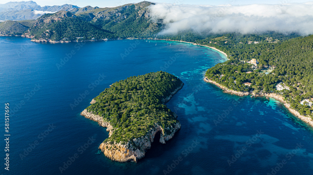 Aerial View Of Formentor Peninsula With Formentor Beach Hotel Royal