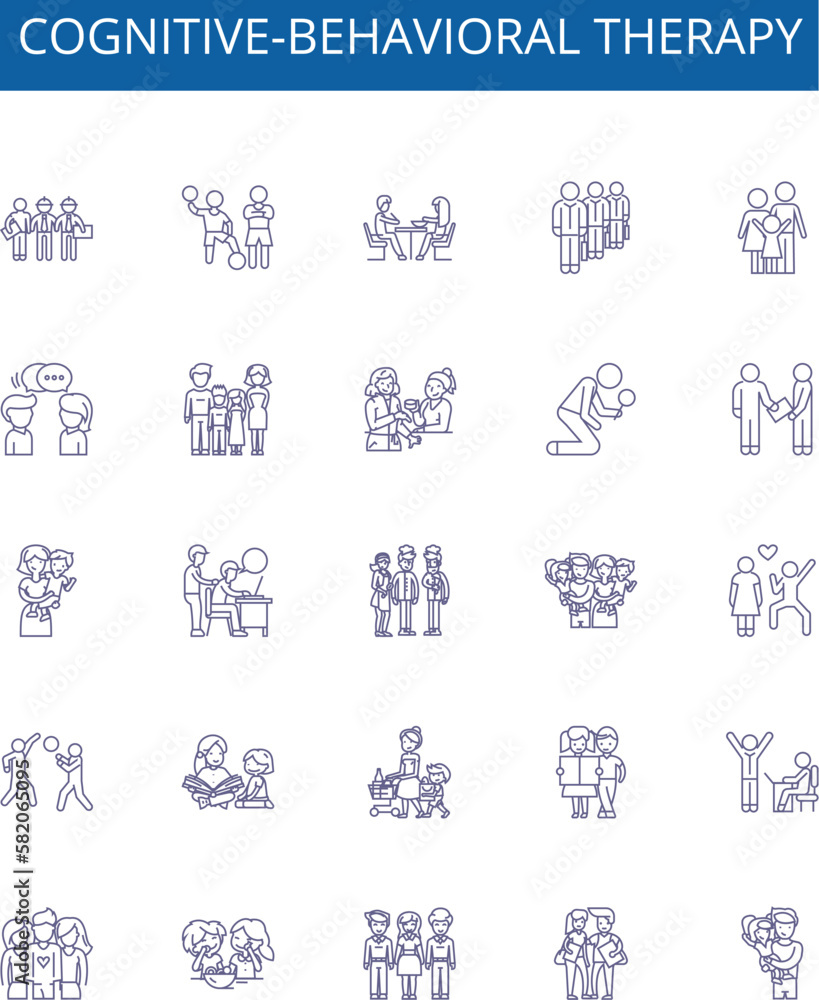 Cognitive Behavioral Therapy Line Icons Signs Set Design Collection Of