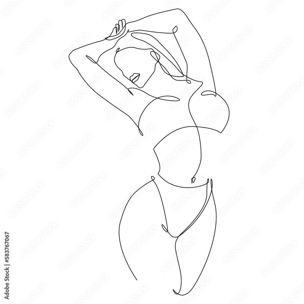 Woman Body Abstract One Line Drawing Female Body Minimalist Line