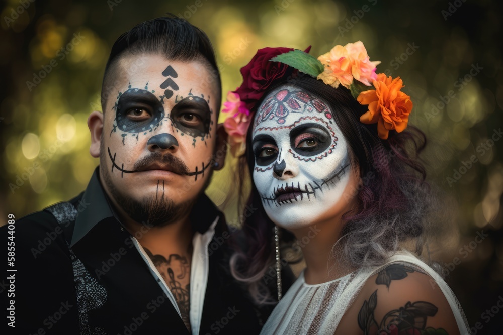 Dia De Los Muertos Male And Female Catrina Catrina And Catrin Wearing