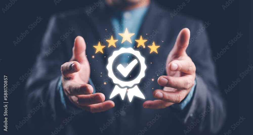 Hand Shows Sign Of The Top Service Quality Assurance Guarantee