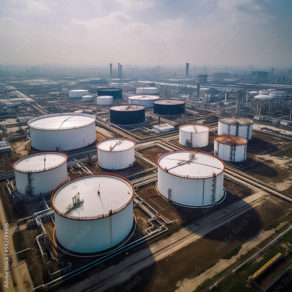 Oil Refinery Plant From Industry Zone Aerial View Oil And Gas