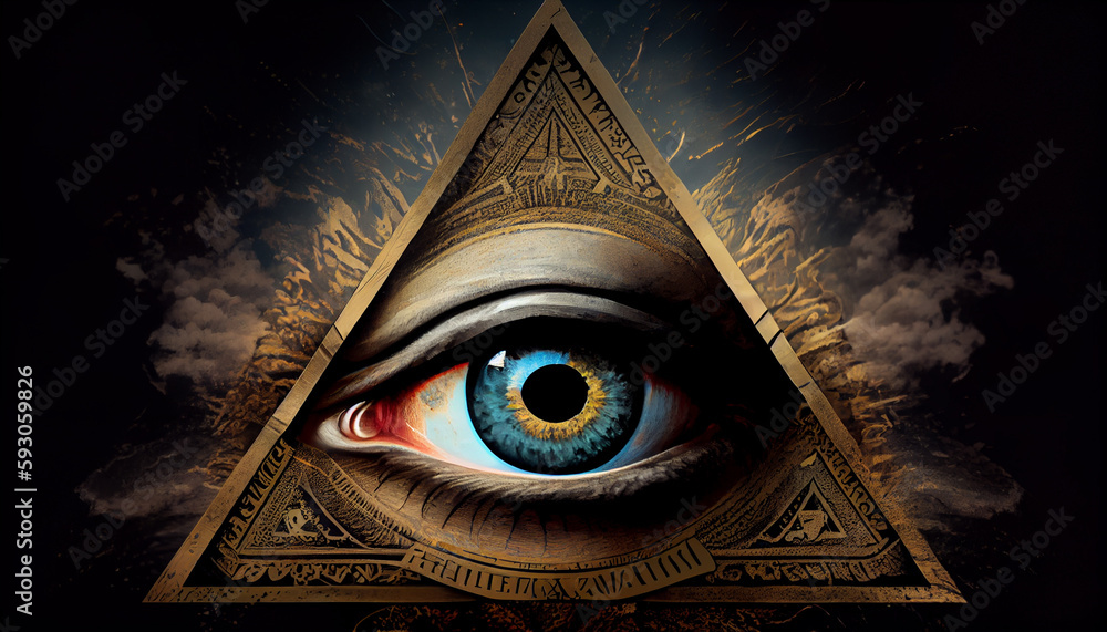 Blue Eye Of Providence All Seeing Eye Of God In Triangle Ancient