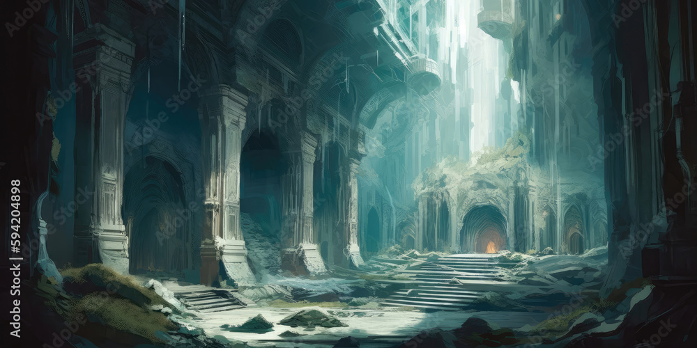 Concept Art Fantasy World Majestic Ancient Ruins Digital