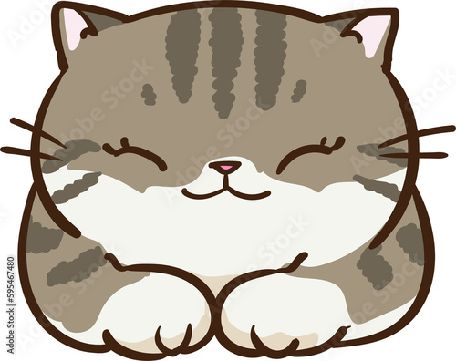 Hand Drawn Cartoon Cat Head Character