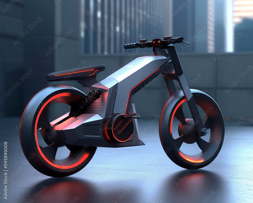 Generative Ai Illustration Of Futuristic Hyper Modern Electric Bike