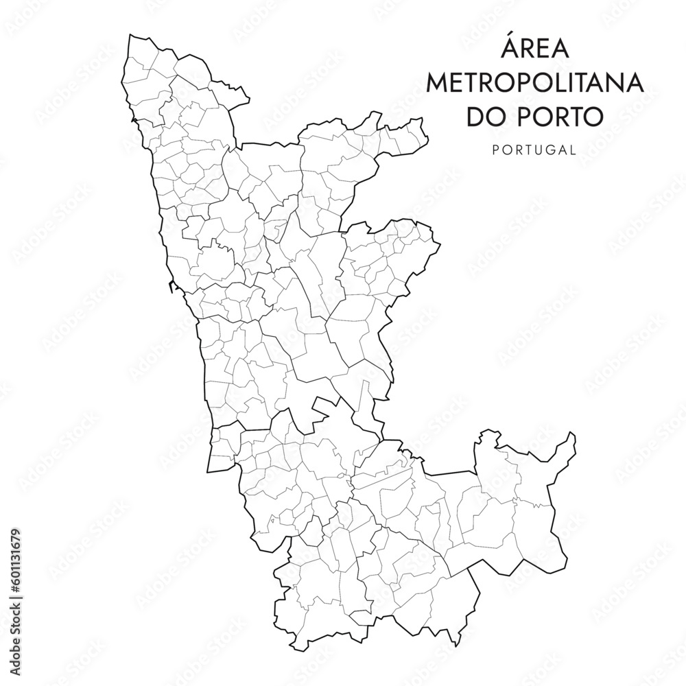 Grafika wektorowa Stock Vector Map of Porto Metropolitan Area Área