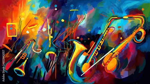 International jazz day background with watercolor illustration generative ai