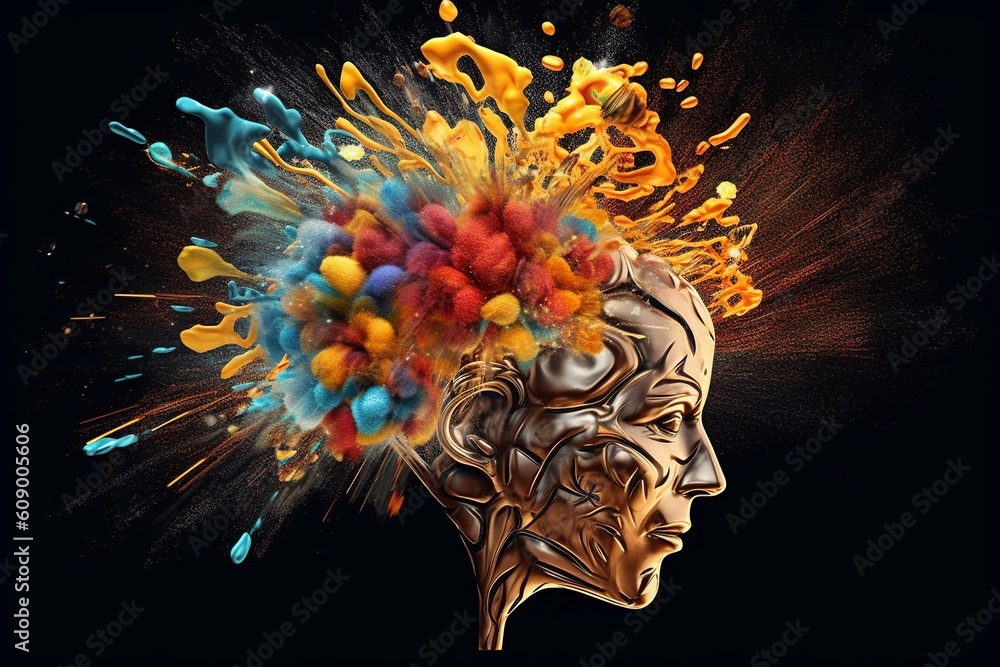 An Illustration Of A Human Brain Brimming With Creativity An Exploding