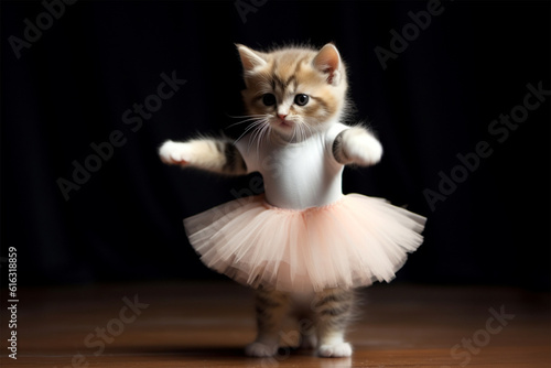 Generative AI.
a cute cat is dancing ballet