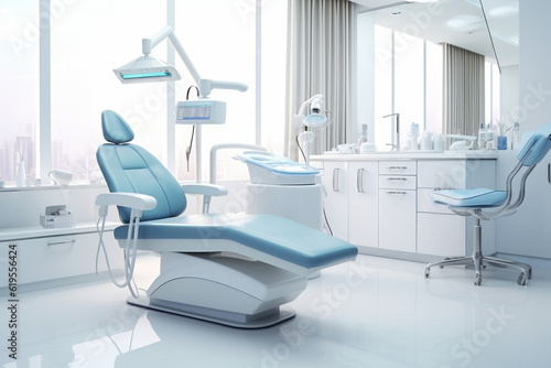 Modern dental clinic, dentist office. AI generated.