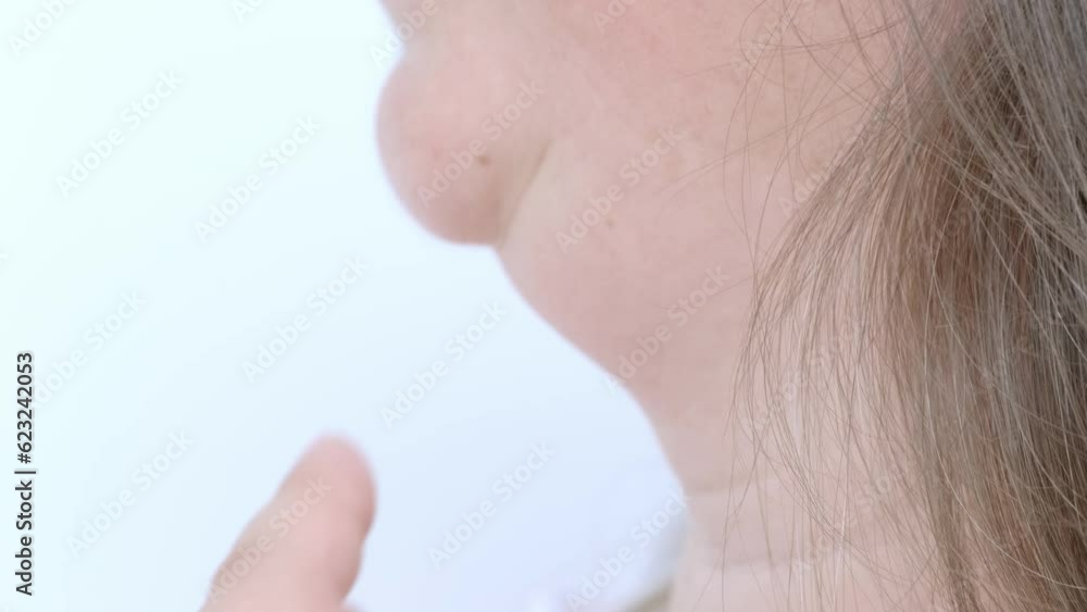 Close Up Part Face Mature Woman Years Old Human Fat Neck Side View