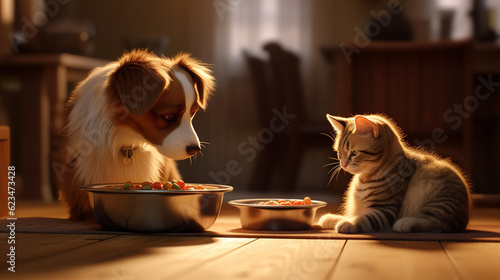 cat and dog HD 8K wallpaper Stock Photographic Image