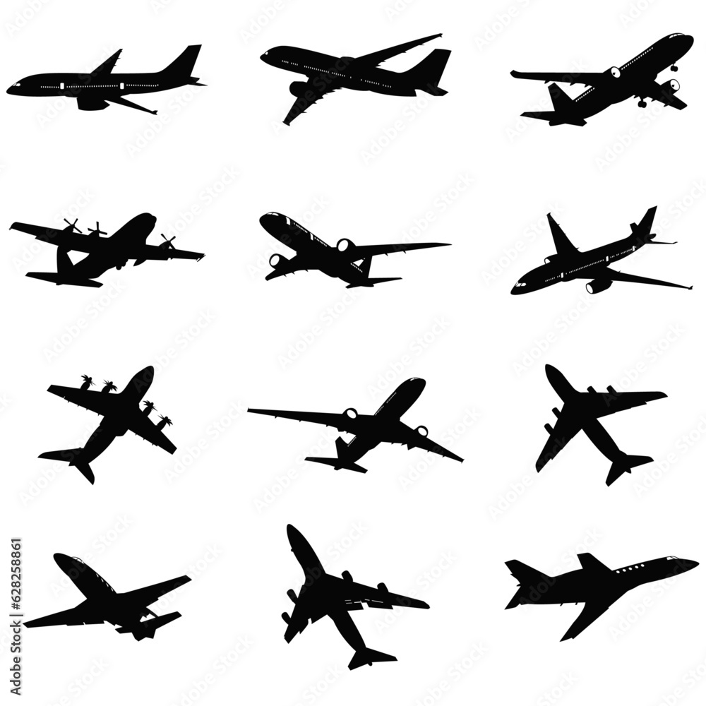 Silhouettes Of Airplane Airplane Svg Airplane Bundle Svg Plane Svg