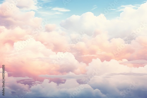 Childish fairytale sky, pink and blue soft clouds wallpaper