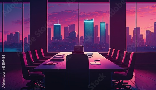 Fuchsia illustration modern meeting scene, generated by AI