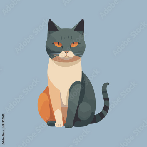 Cat vector illustration isolated on white background. Cute cat cartoon