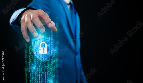 Data encryption concept. External hack protection. Code protection concept. Viruses, firmware, and malware.