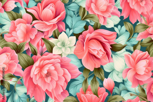 summer drawing pattern fabric flower wallpaper leaf art textile spring. Generative AI.