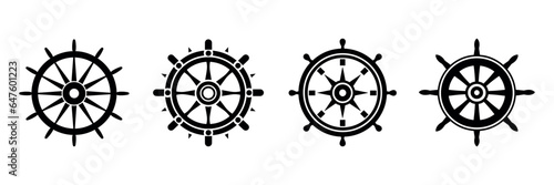 Steering wheel.Set of boat steering wheel in flat style. Vector illustration