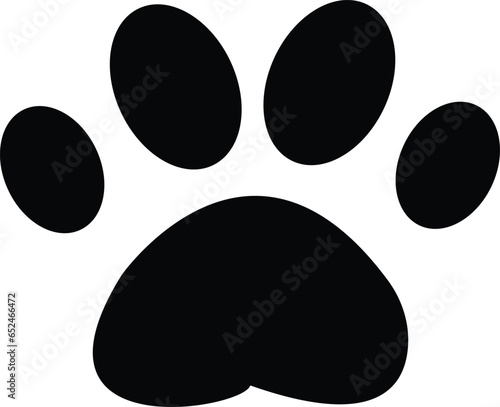 Animal Paw Print Icon Set. Black Vector Icons Isolated On Transparent Background