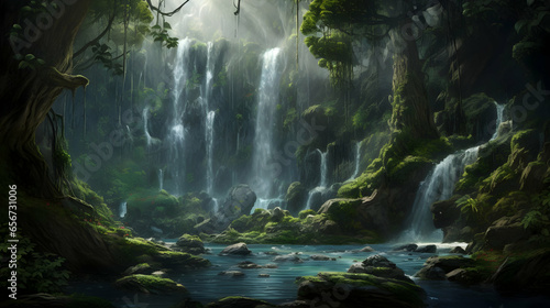 waterfall in the forest Ai