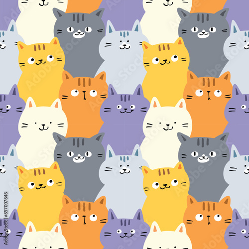 Seamless Pattern of Cartoon Cat Design