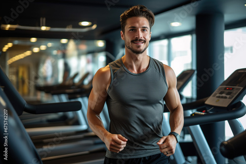 Man exercising in the gym for self care