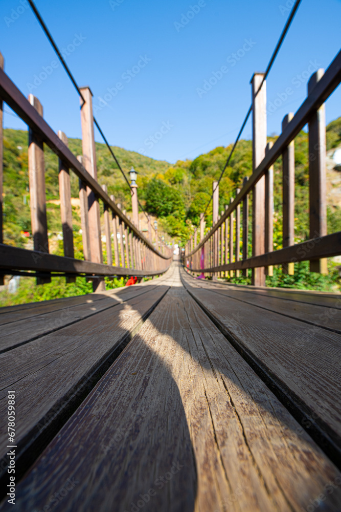 Historical Wooden Suspension Bridge Adventure Wooden Rope Suspension