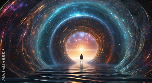 A portal disrupts the very fabric of space-time, unveiling a fleeting view into a parallel dimension - AI Generative