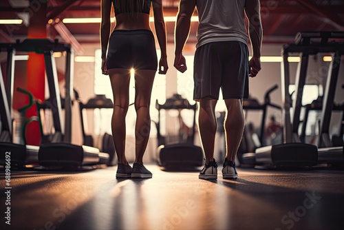 Close-up shots of fitness equipment and exercise routines, emphasizing the dedication and coordination in couples' fitness sessions