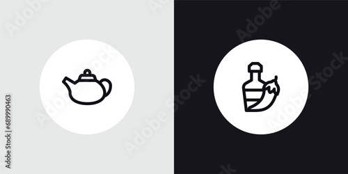 outline icons set from gastronomy concept. editable vector included teapot, hot sauce icons. thin line icons