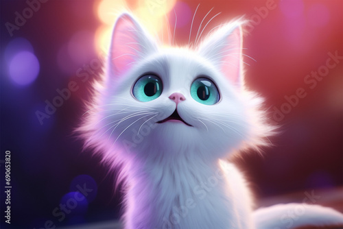 cartoon illustration of a cute cat smiling